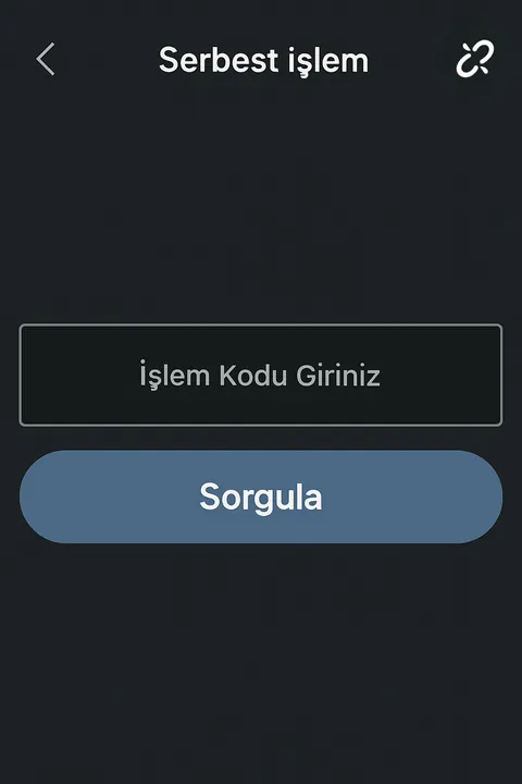 Pavo cihazında Serbest işlem ekranı, sağ üstte zincir simgesi