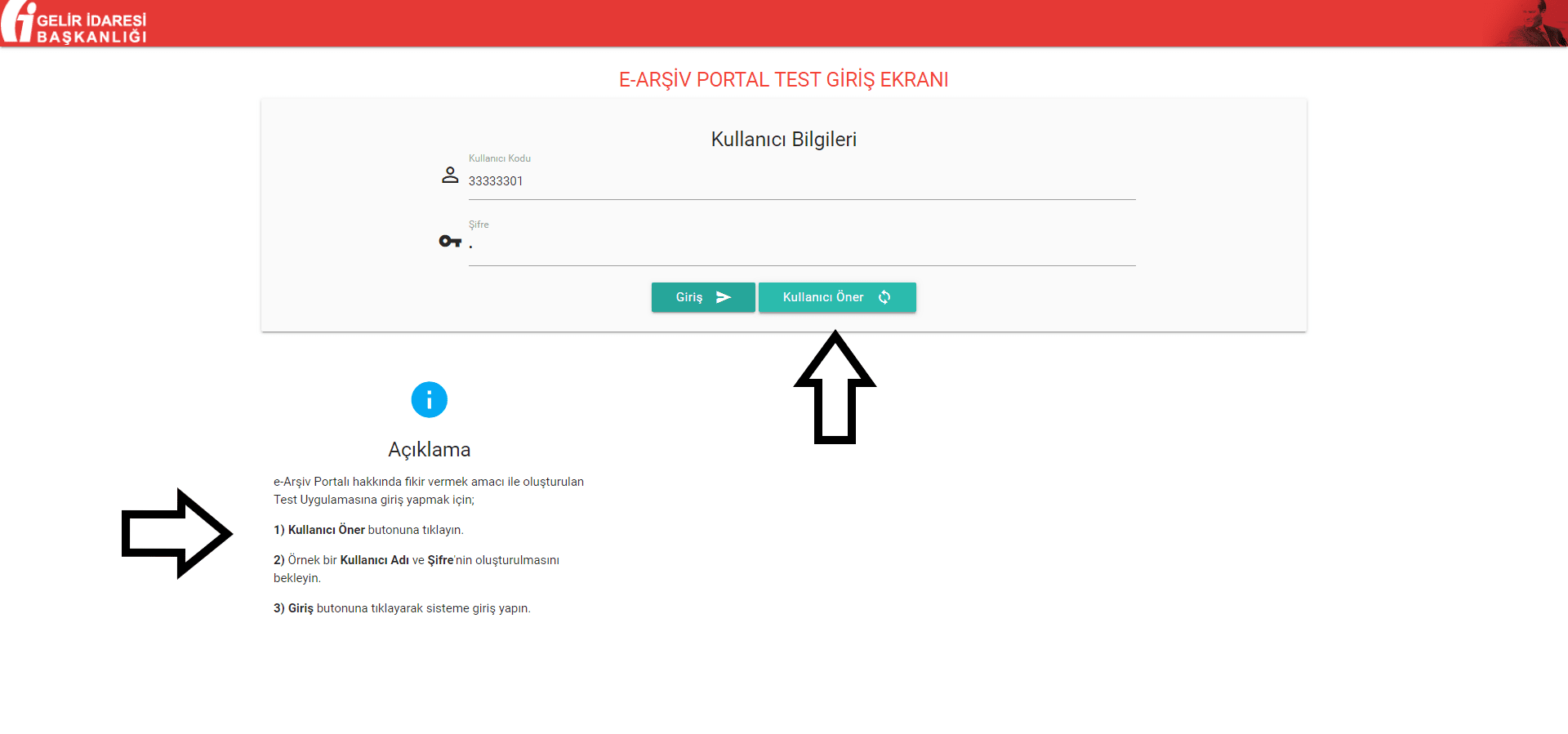 GİB Portaldan E-Arşiv Fatura Kesmek adım 1 