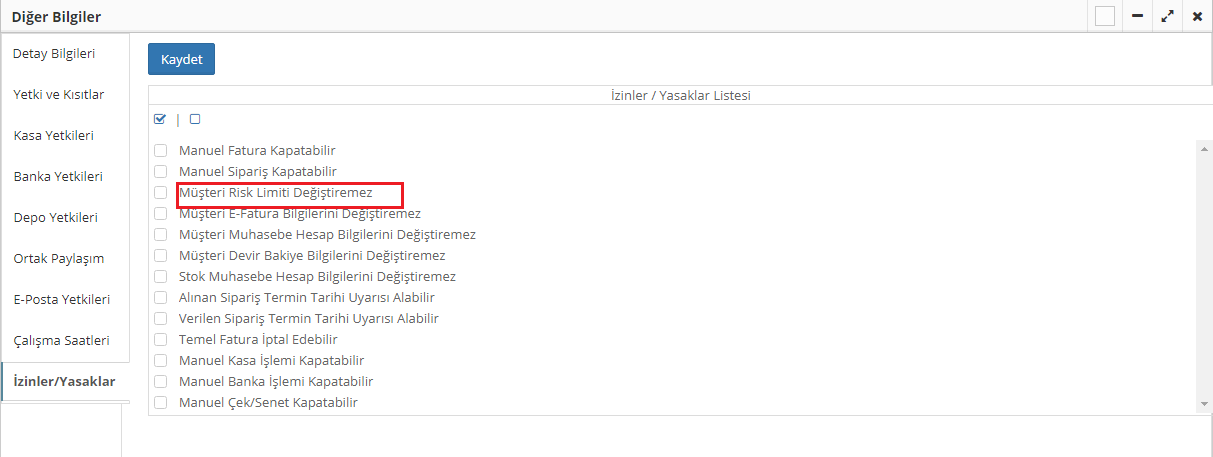 müşteri risk limiti