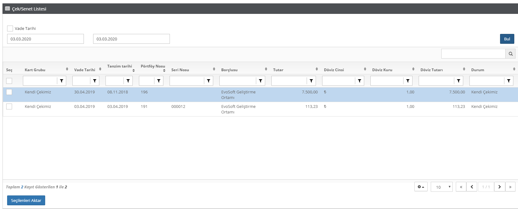 işlem bordrosu kendi çekimiz