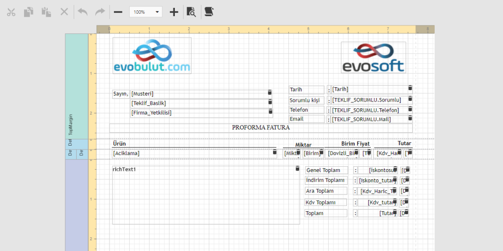 Tasarımlara Toplam Tutar ve Miktar Bilgisi Ekleme